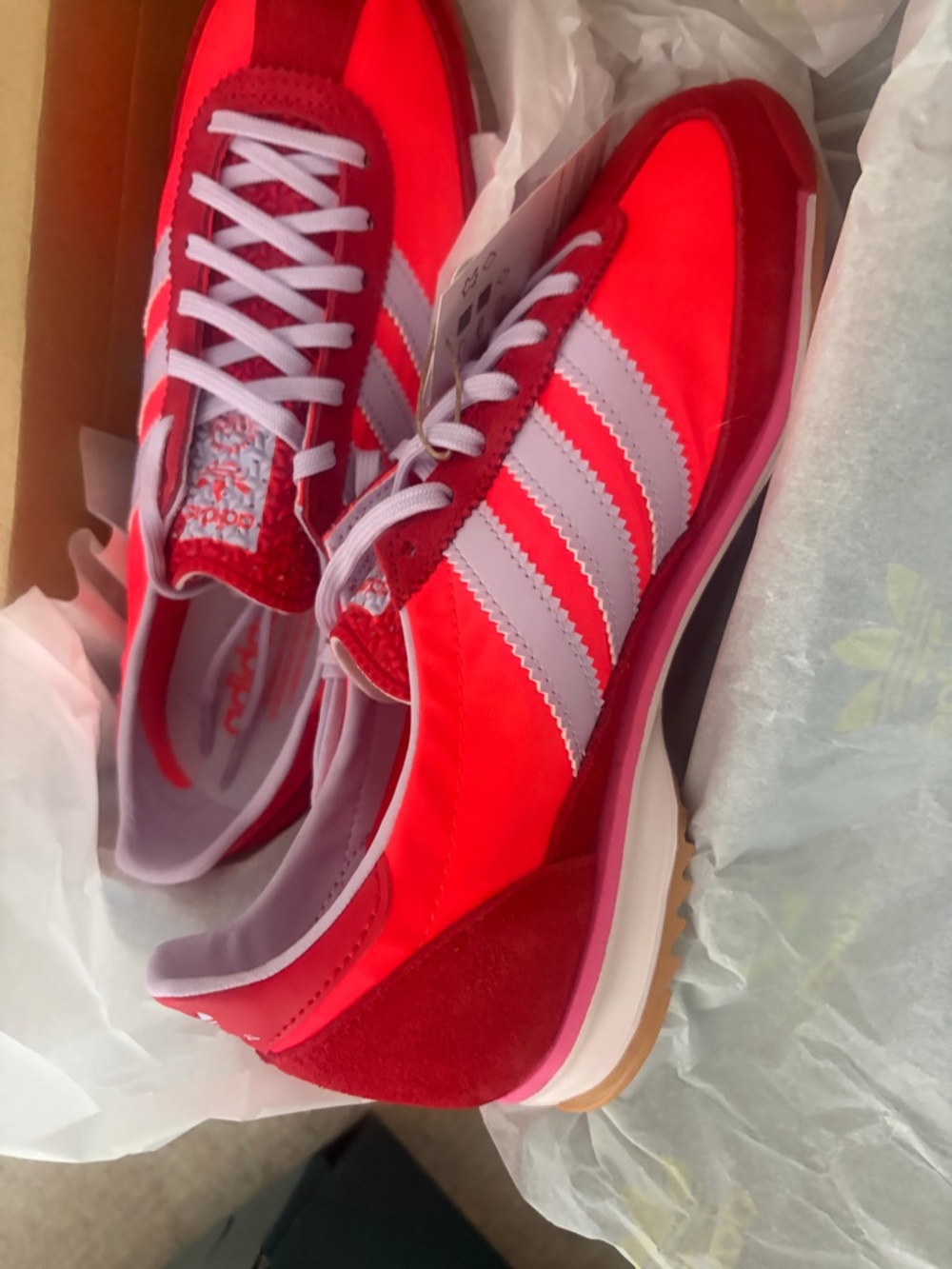 adidas Red and White Retro Runner Sneakers - Picture 3 of 7